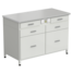 Cabinet with power supply with 2 drawers + 2 drawers + 2 drawers (white laminate, white metal) 1200x600x850 mm