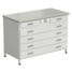 Cabinet with power supply with 2 drawers + 4 wide drawers (grey laminate, white metal) 1200x600x850 mm