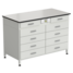 Cabinet with 2 drawers + 4 drawers + 4 drawers (labgrade, white metal) 1200x600x850 mm