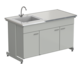 Single sink bench (sink on the left, fiberglass) 1515x750x900 mm, worktop material - melamine (labgrade-light)