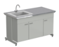 Single sink bench (sink on the left, fiberglass) 1500x750x900 mm, worktop material - jointless ceramic