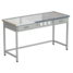 Laboratory bench with illumination of working area 1515x610x850 mm, worktop material - melamine LABGRADE-light, grey metal