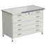 Cabinet with power supply with 2 drawers + 4 wide drawers (labgrade-light, white metal) 1212x610x850 mm