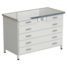 Cabinet with power supply with 2 drawers + 4 wide drawers (ceramic granite, white metal) 1212x610x850 mm