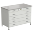 Cabinet with power supply with 2 drawers + 4 wide drawers (durcon with flange, white metal) 1213x613x850 mm