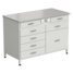 Cabinet with power supply with 2 drawers + 4 drawers + 1 small drawer + 1 big drawer (durcon, white metal) 1200x600x850 mm