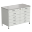 Cabinet with 2 drawers + 4 drawers + 4 drawers (durcon, white metal) 1200x600x850 mm