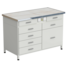 Cabinet with power supply with 2 drawers + 4 drawers + 1 small drawer + 1 big drawer (ceramic, white metal) 1212x610x850 mm