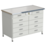 Cabinet with 2 drawers + 4 drawers + 4 drawers (labgrade, white metal) 1212x610x850 mm