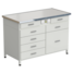 Cabinet with power supply with 2 drawers + 4 drawers + 1 small drawer + 1 big drawer (labgrade, white metal) 1212x610x850 mm