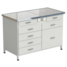 Cabinet with power supply with 2 drawers + 4 drawers + 1 small drawer + 1 big drawer (ceramic granite, white metal) 1212x610x850 mm