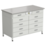 Cabinet with 2 drawers + 4 drawers + 4 drawers (durcon with flange, white metal) 1213x613x850 mm