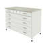 Cabinet with power supply with 2 drawers + 4 wide drawers (grey laminate, white metal) 1200x600x850 mm