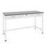 Laboratory bench with 2 drawers and electrical accessories (grey laminate, white metal) 1200х850х850 mm
