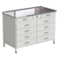 Cabinet with 2 drawers + 4 drawers + 4 drawers (stainless steel, white metal) 1200x600x850 mm