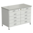 Cabinet with 2 drawers + 4 drawers + 4 drawers (grey laminate, white metal) 1200x600x850 mm