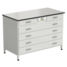Cabinet with power supply with 2 drawers + 4 wide drawers (labgrade, white metal) 1200x600x850 mm