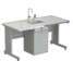 Student desk with service shelf, electrical equipment and water inlet 1500750760 mm (labgrade-light)